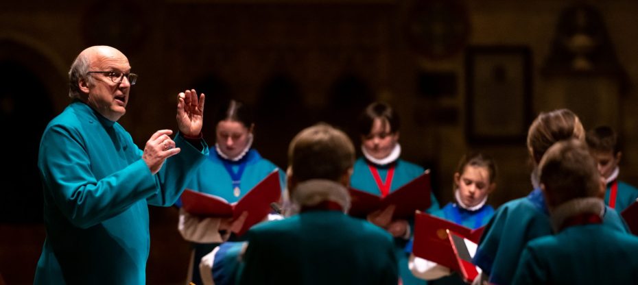 Director of Music rehearsing with the Choir
