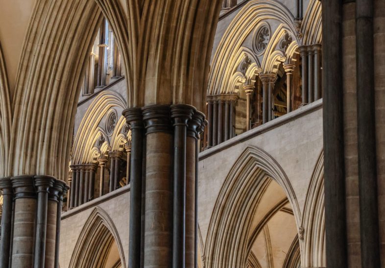 View up to the triforium from the nave