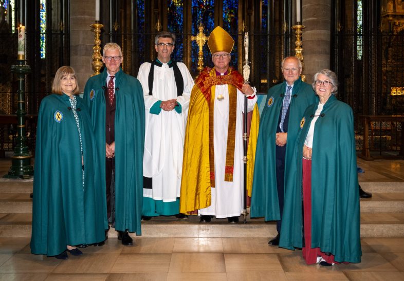 New Canons at Salisbury Cathedral_ Lucinda Herklots, Tom Holland, The Dean of Salisbury, The Bishop of Salisbury, Nigel Salisbury, Judith Davey-Cole.